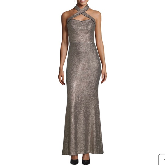 Xscape Dresses & Skirts - Xscape sequin cross-over halterneck dress